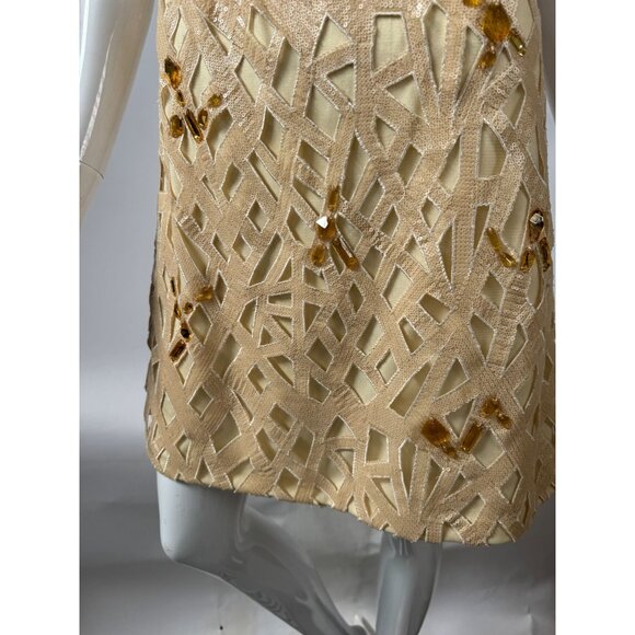 Tadashi Shoji Gold Sequin & Bead Embellished Sleeveless Dress Size 6 NWT - Picture 12 of 16